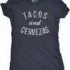 Womens Tacos Shirts Funny Mexican Tees with Tacos and Cervezas Cool Vintage Graphic Tees with Cute Sayings
