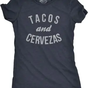 Womens Tacos Shirts Funny Mexican Tees with Tacos and Cervezas Cool Vintage Graphic Tees with Cute Sayings