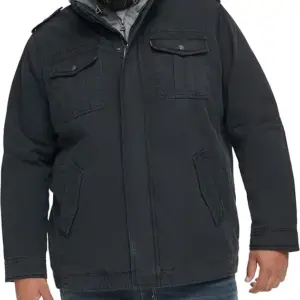 Levi's Men's Washed Cotton Hooded Military Jacket